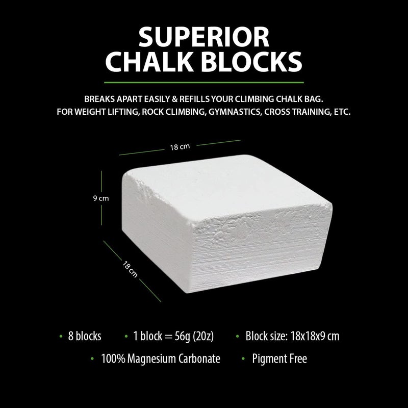 bear komplex - Gym Chalk Blocks - Pure Magnesium Carbonate Chalk for Weightlifting, Rock Climbing, Gymnastics, and Workout - Non Slip Grip for Hands, No Blisters and Tears - (8 pcs, 56g) - Image 2